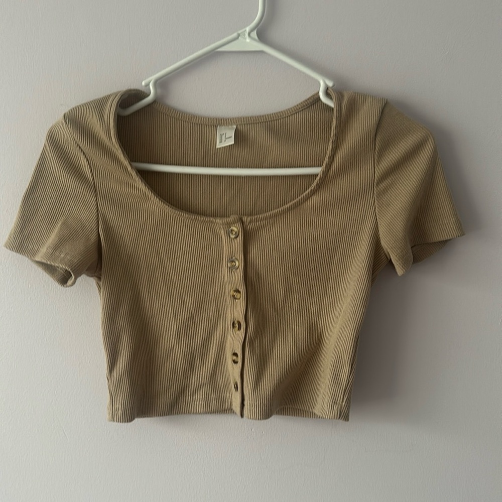 Tan button crop top- SHIEN (size small)